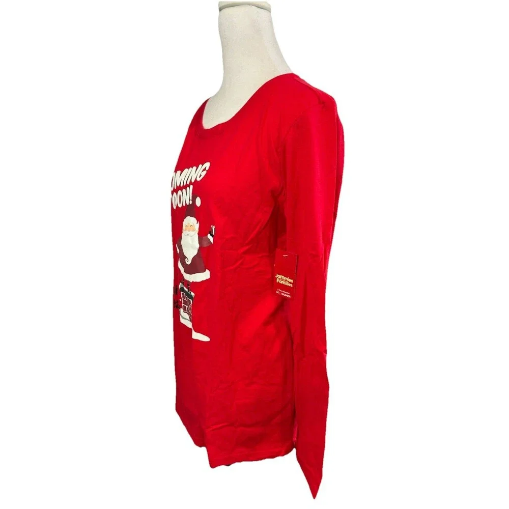Womens Red Santa Claus Coming Soon Christmas Holiday Pajamas Sleep Set Size M - Picture 3 of 12